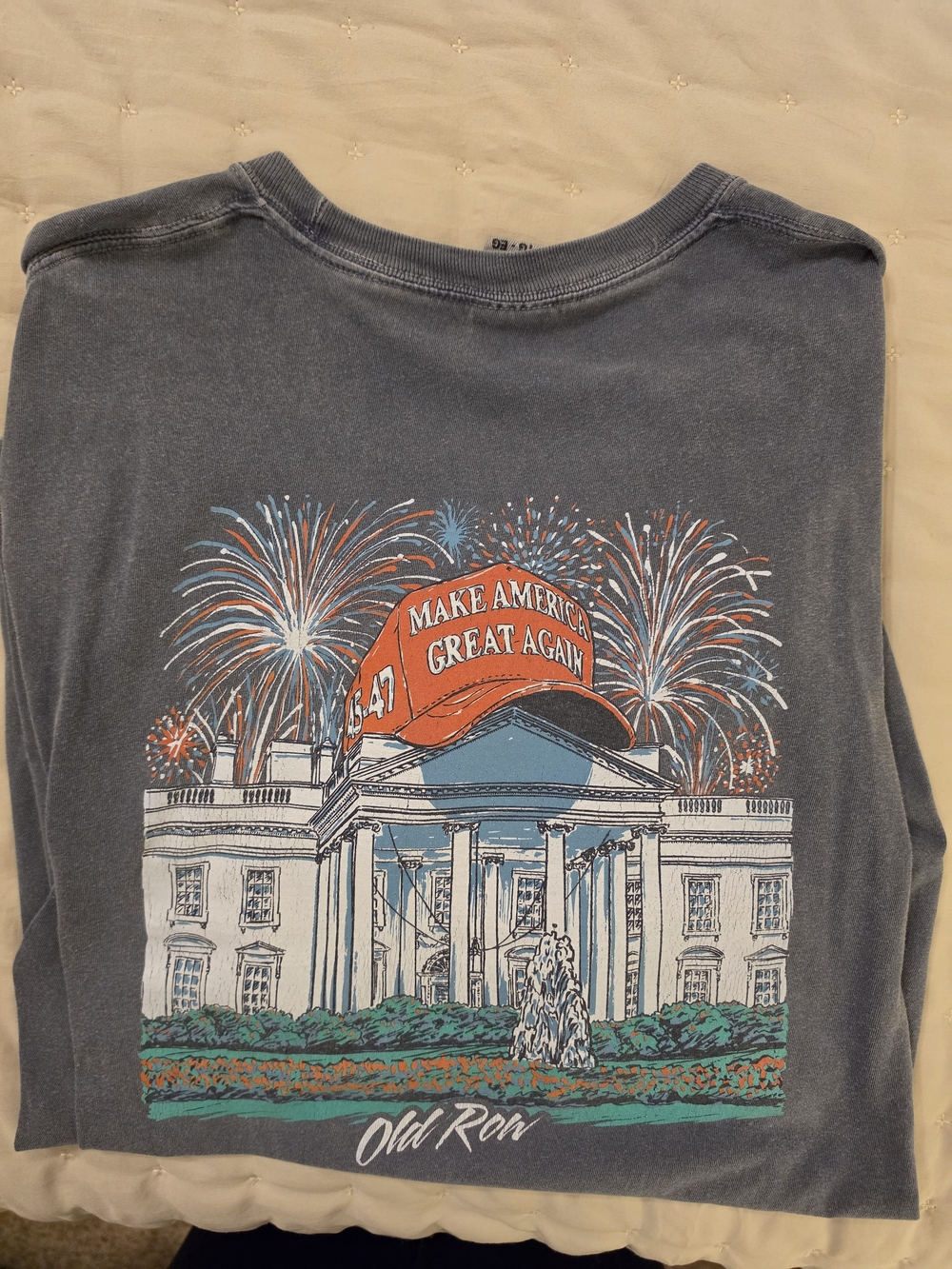 Comfort Colors Charcoal Short-Sleeve Graphic Tee with Red and Blue Print